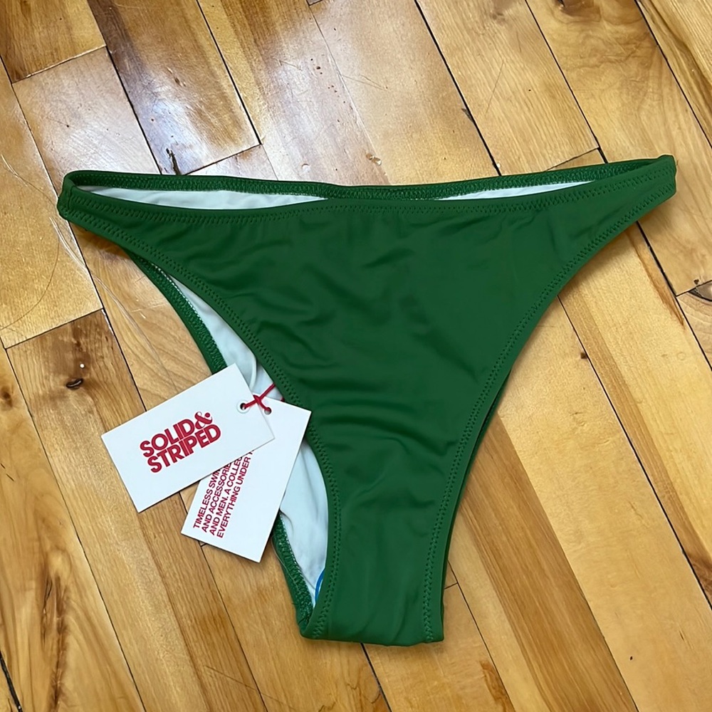 NWT solid & striped green cheeky bikini bottom